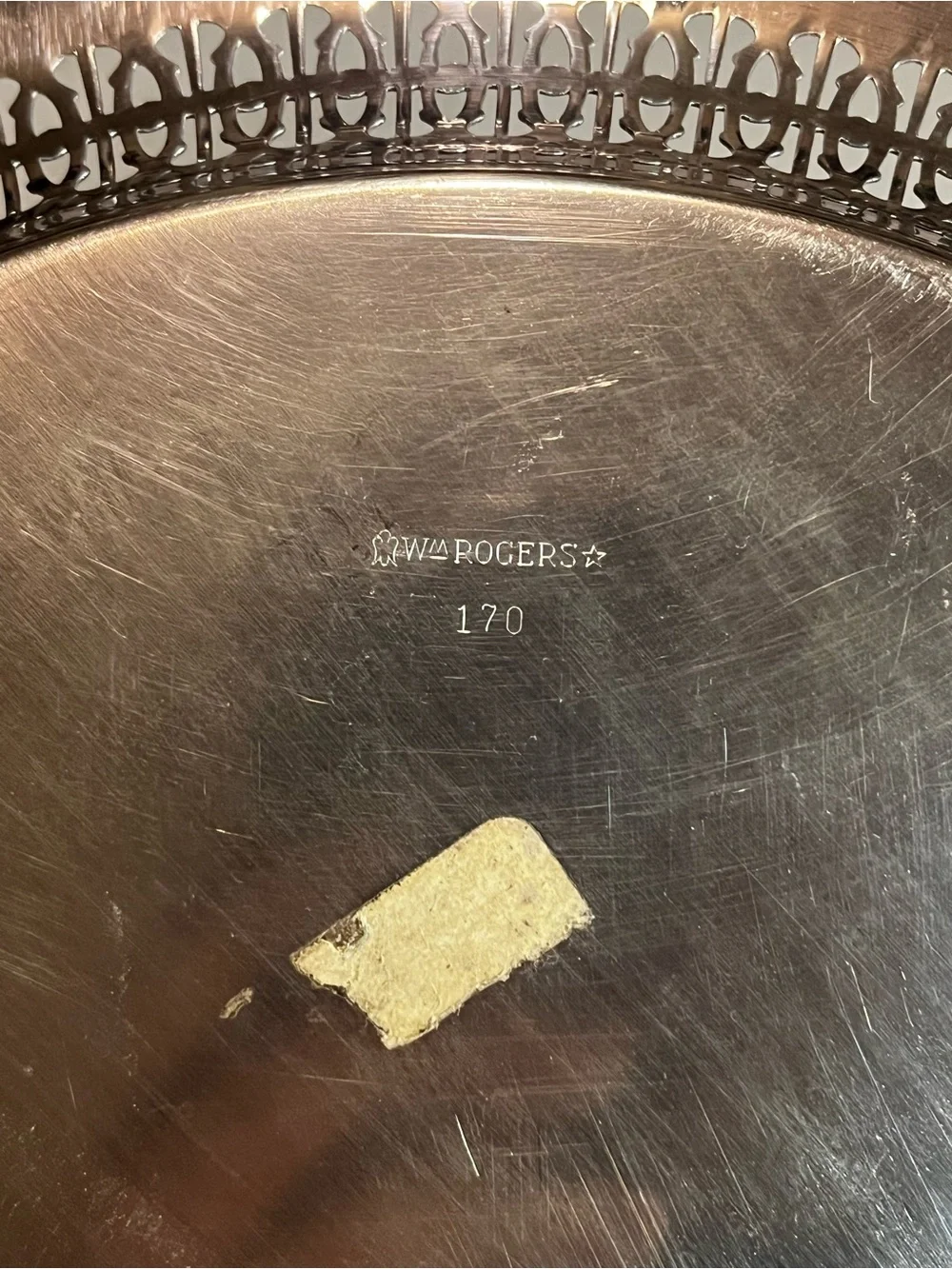 vintage Wm. Rogers silver-plated reticulated serving tray, model number 170
